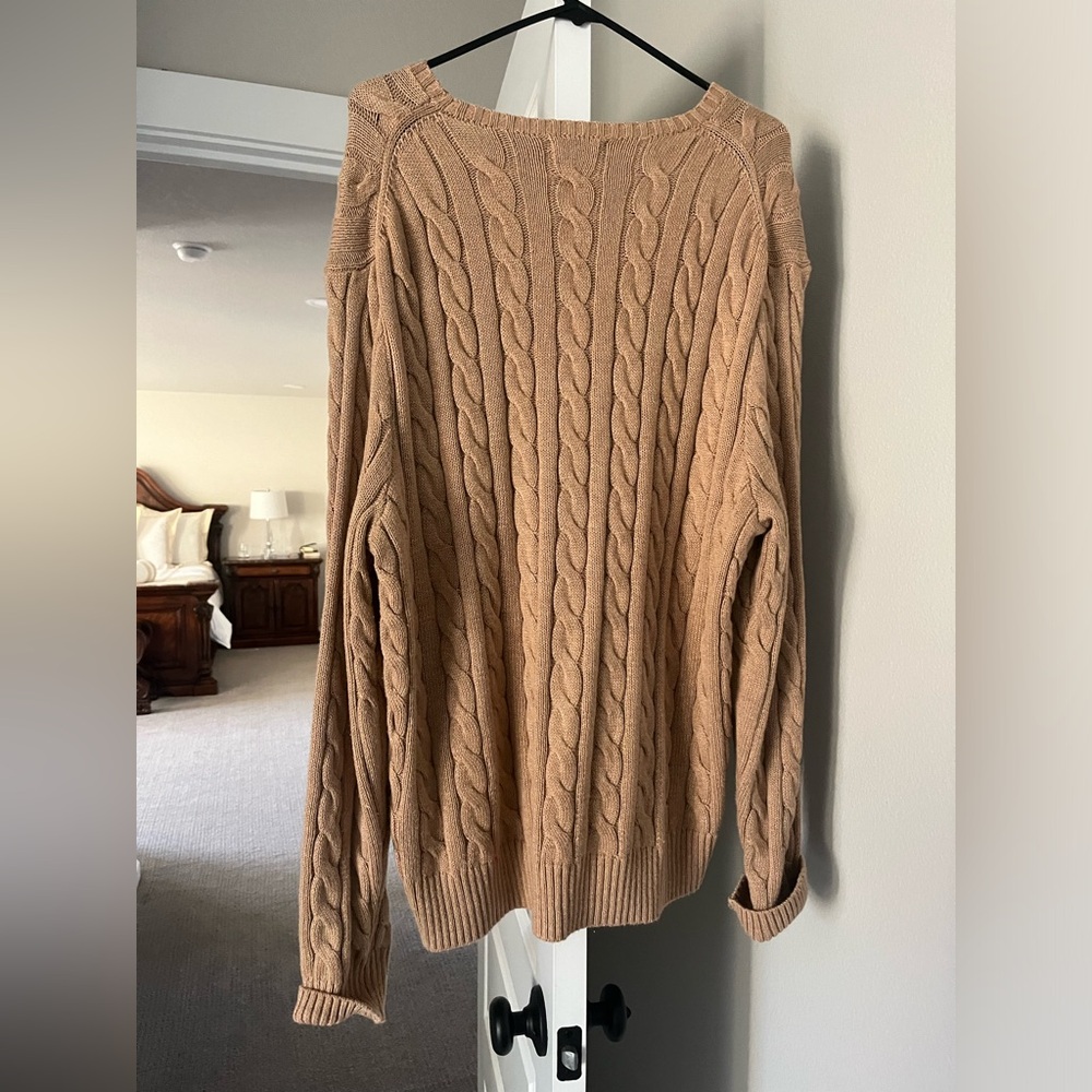 Tan Ralph Lauren cable knit sweater